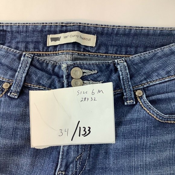 Levis Womens 529 Blue Jeans Size M Curvy Bootcut Mid Rise Stretch Denim 28x32 - Picture 9 of 10